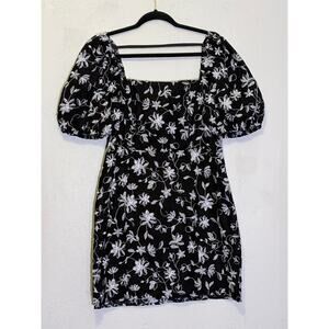 Blue Rain black puff sleeve floral dress, Junior's large